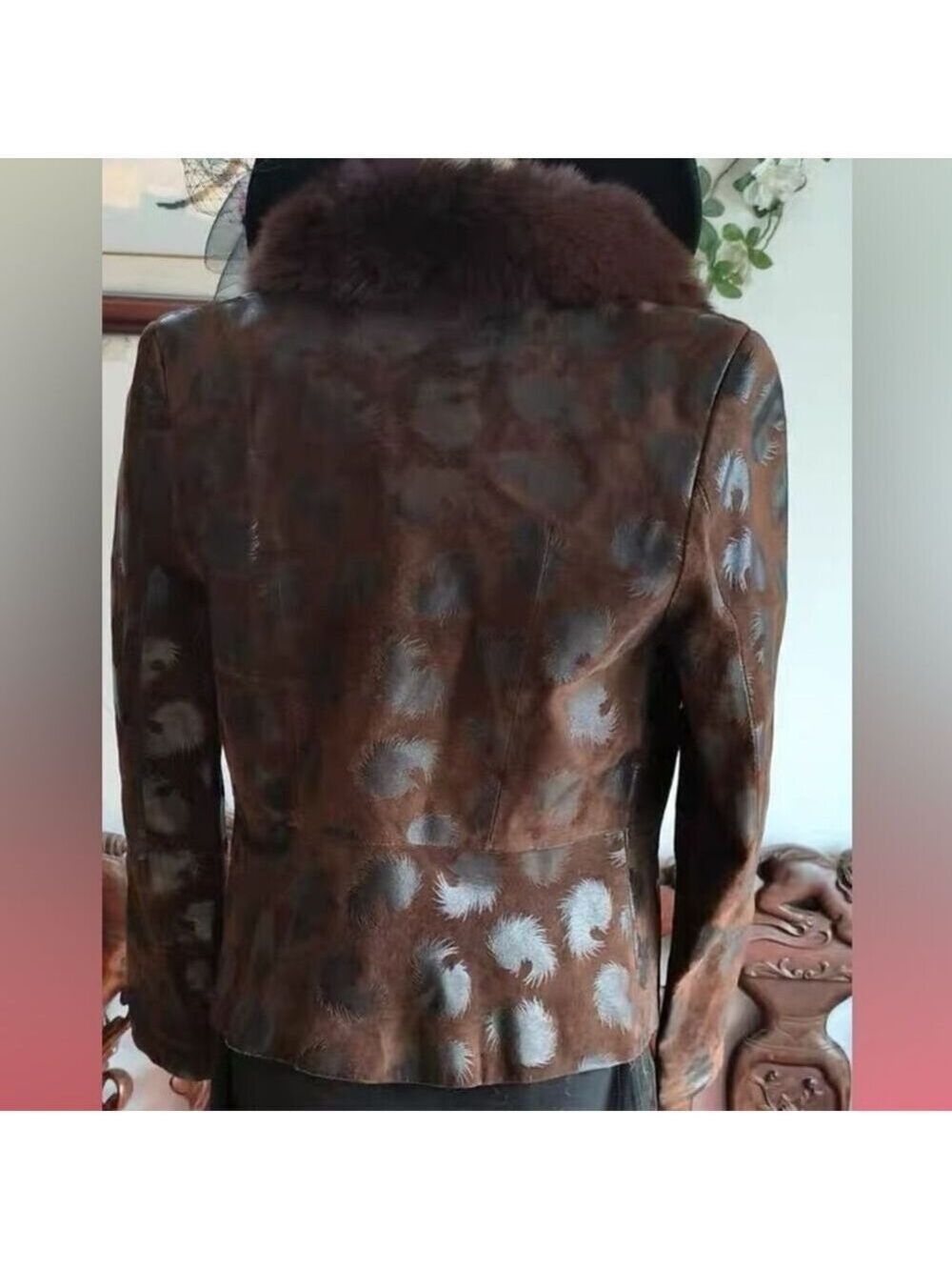 Elegant Vintage Brown Real Fur Leather Jacket/Blazer S - Picture 3 of 7